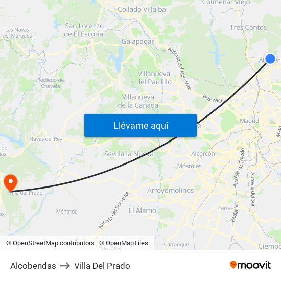 Alcobendas to Villa Del Prado map