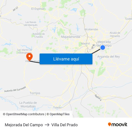 Mejorada Del Campo to Villa Del Prado map