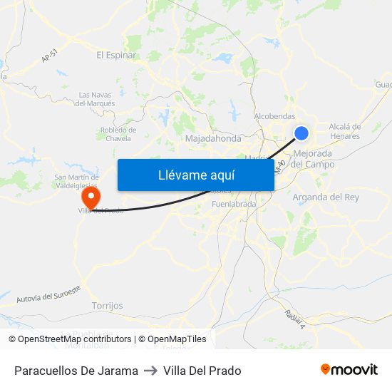 Paracuellos De Jarama to Villa Del Prado map