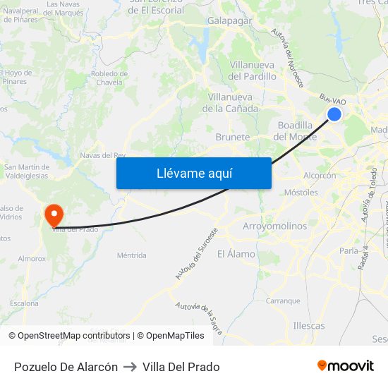 Pozuelo De Alarcón to Villa Del Prado map