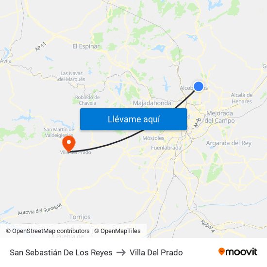 San Sebastián De Los Reyes to Villa Del Prado map
