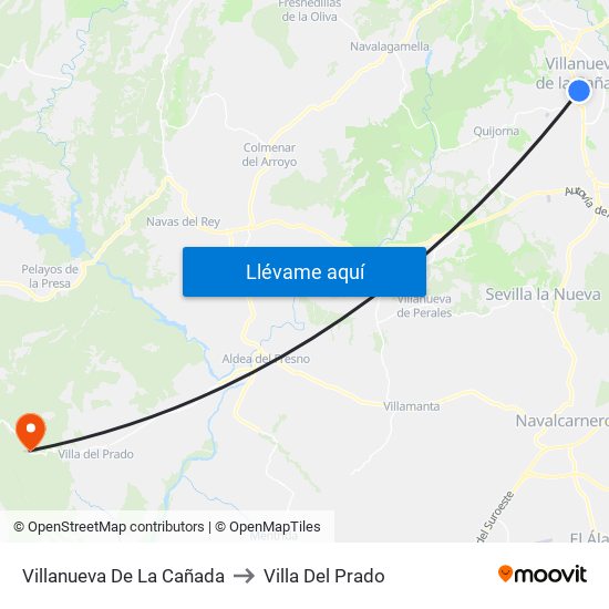 Villanueva De La Cañada to Villa Del Prado map