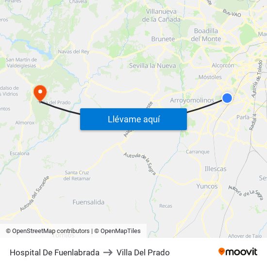 Hospital De Fuenlabrada to Villa Del Prado map