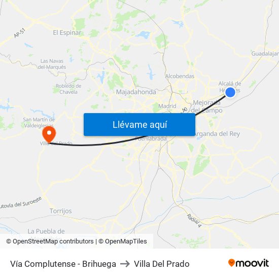 Vía Complutense - Brihuega to Villa Del Prado map