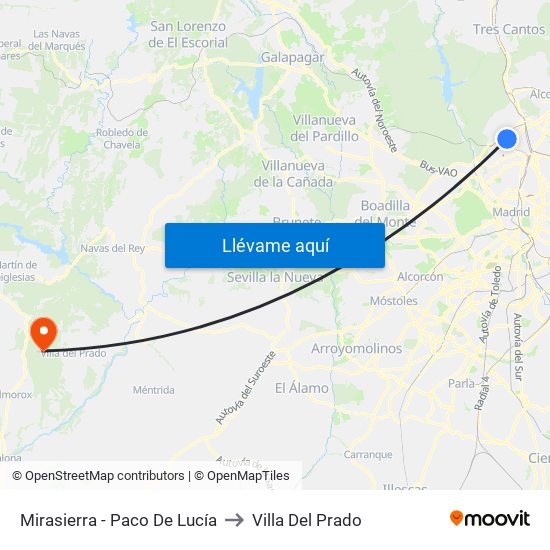 Mirasierra - Paco De Lucía to Villa Del Prado map