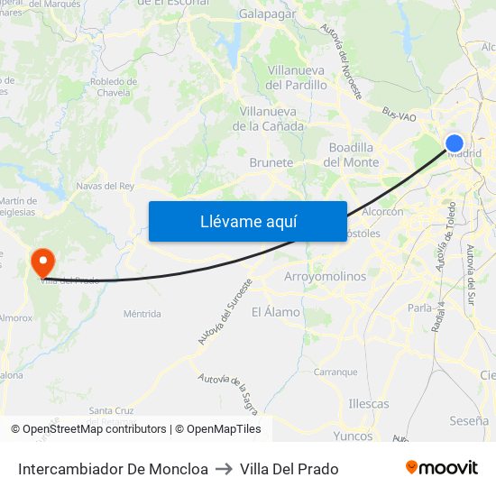 Intercambiador De Moncloa to Villa Del Prado map