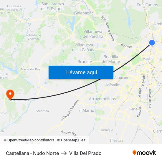 Castellana - Nudo Norte to Villa Del Prado map