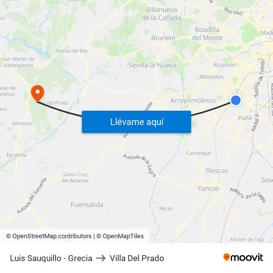 Luis Sauquillo - Grecia to Villa Del Prado map