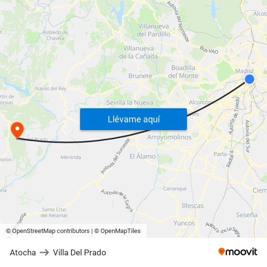 Atocha to Villa Del Prado map