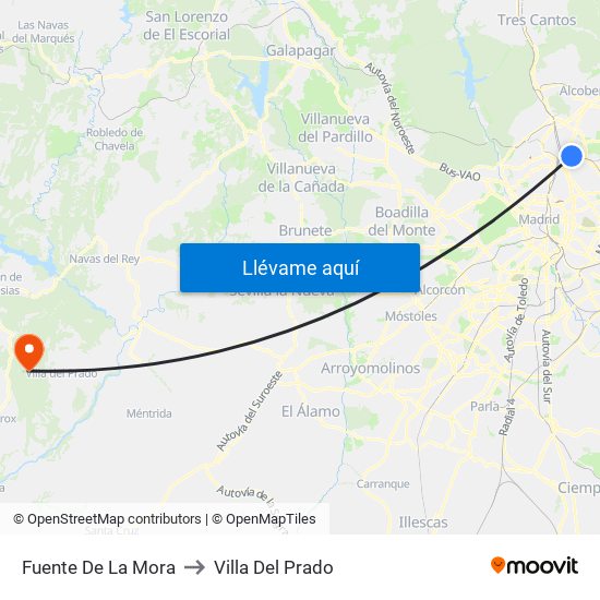 Fuente De La Mora to Villa Del Prado map