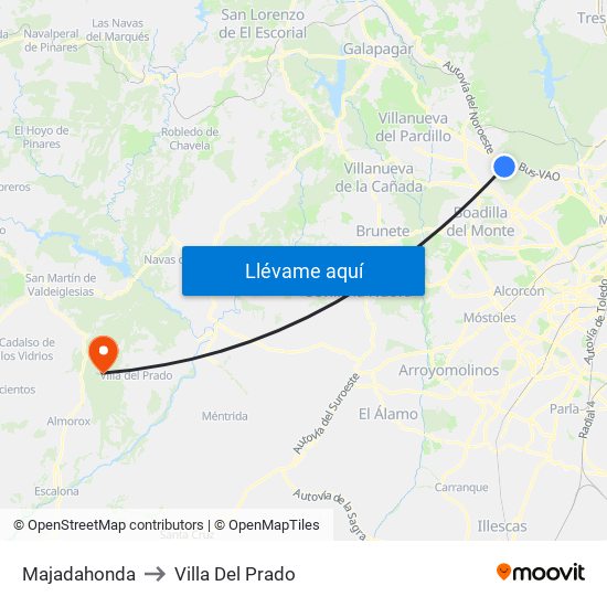 Majadahonda to Villa Del Prado map
