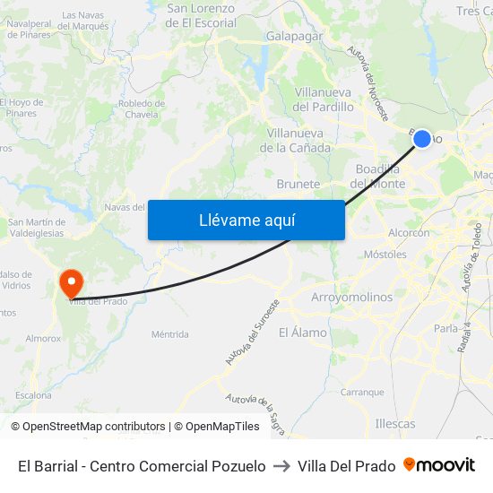 El Barrial - Centro Comercial Pozuelo to Villa Del Prado map