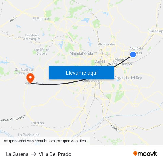 La Garena to Villa Del Prado map