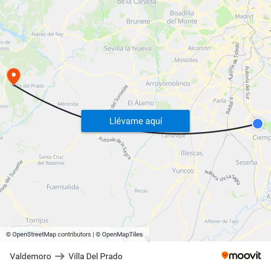 Valdemoro to Villa Del Prado map