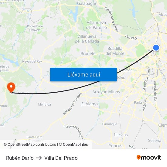 Rubén Darío to Villa Del Prado map