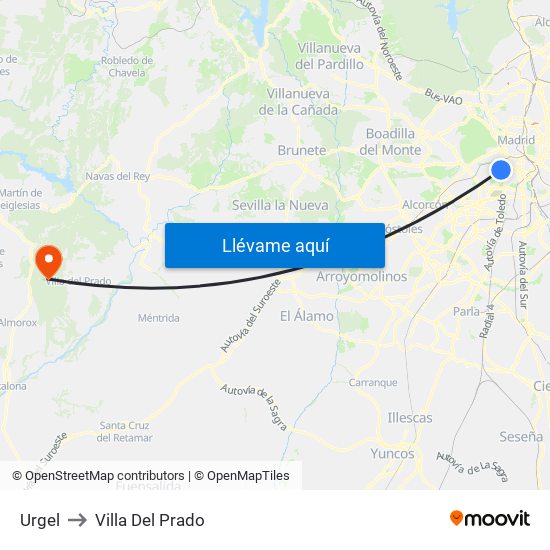Urgel to Villa Del Prado map
