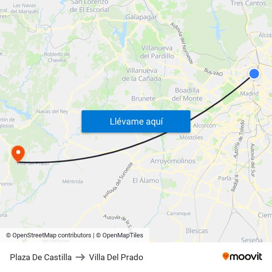 Plaza De Castilla to Villa Del Prado map