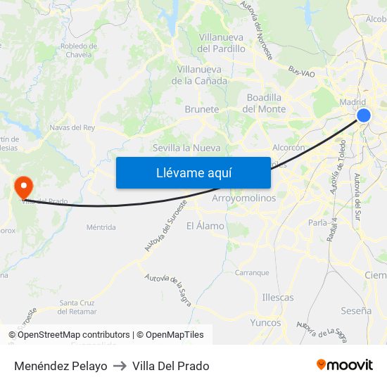 Menéndez Pelayo to Villa Del Prado map