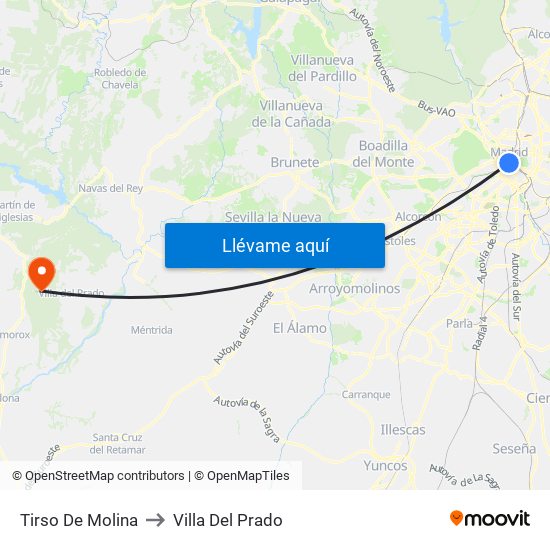 Tirso De Molina to Villa Del Prado map