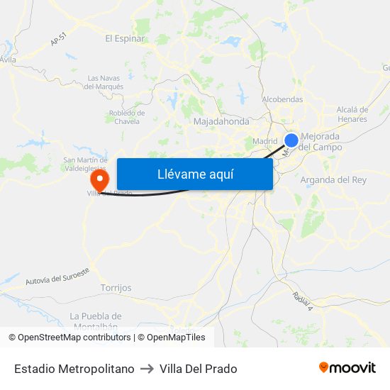 Estadio Metropolitano to Villa Del Prado map