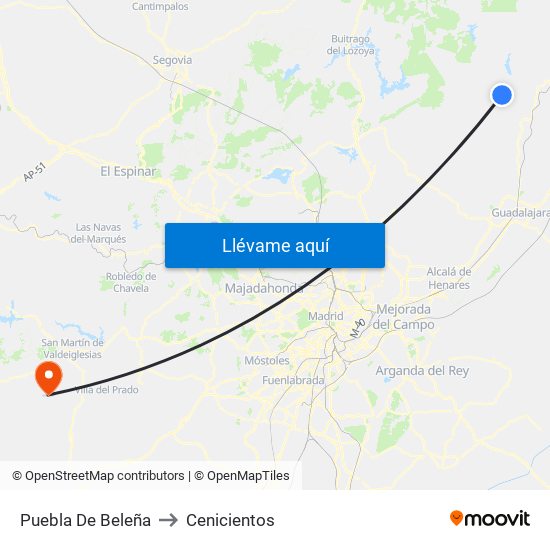 Puebla De Beleña to Cenicientos map