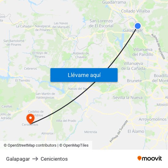 Galapagar to Cenicientos map