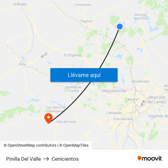 Pinilla Del Valle to Cenicientos map