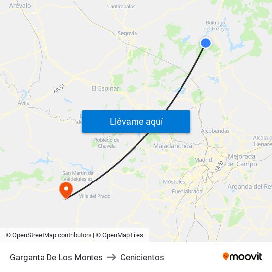 Garganta De Los Montes to Cenicientos map