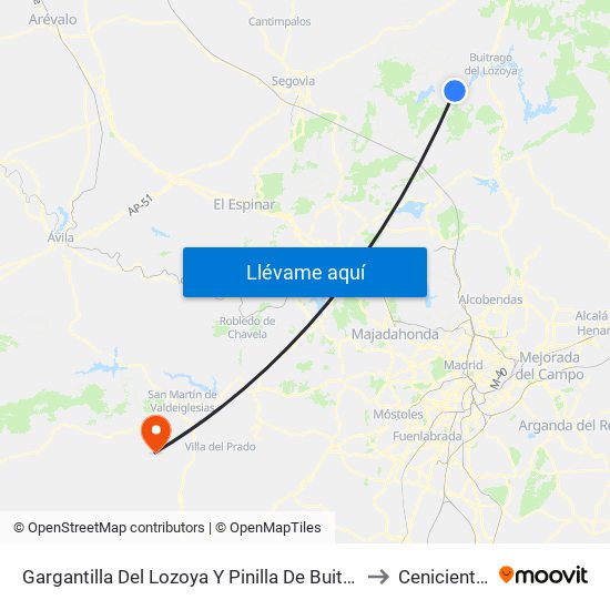 Gargantilla Del Lozoya Y Pinilla De Buitrago to Cenicientos map