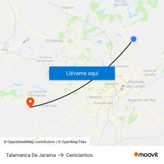 Talamanca De Jarama to Cenicientos map