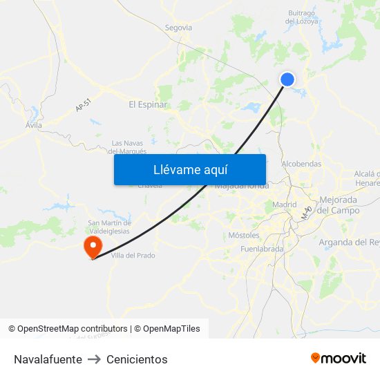 Navalafuente to Cenicientos map