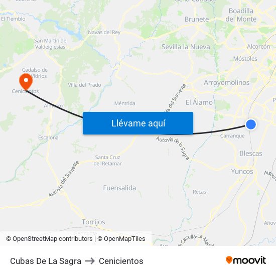 Cubas De La Sagra to Cenicientos map