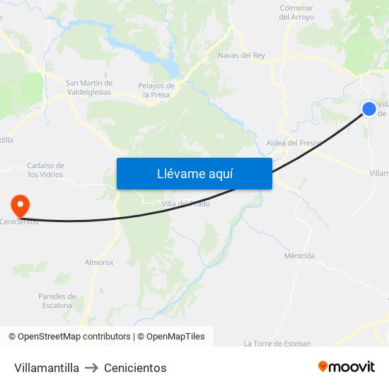 Villamantilla to Cenicientos map