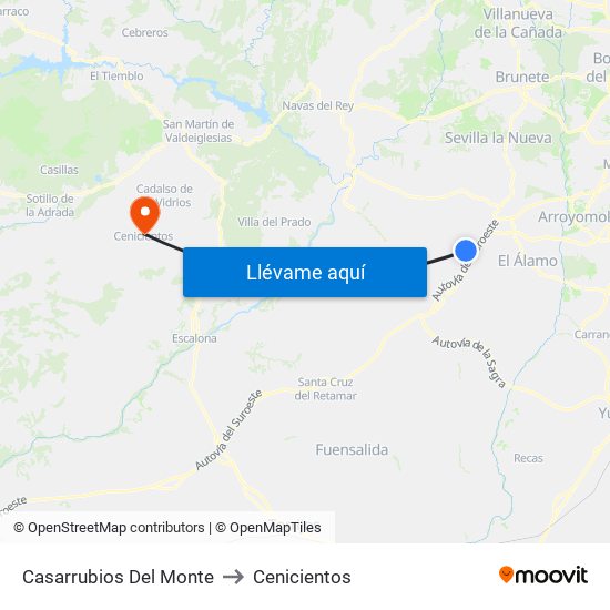 Casarrubios Del Monte to Cenicientos map