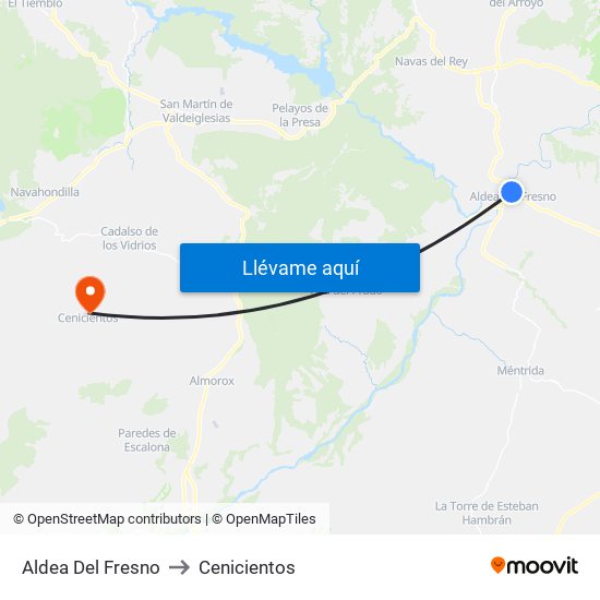 Aldea Del Fresno to Cenicientos map