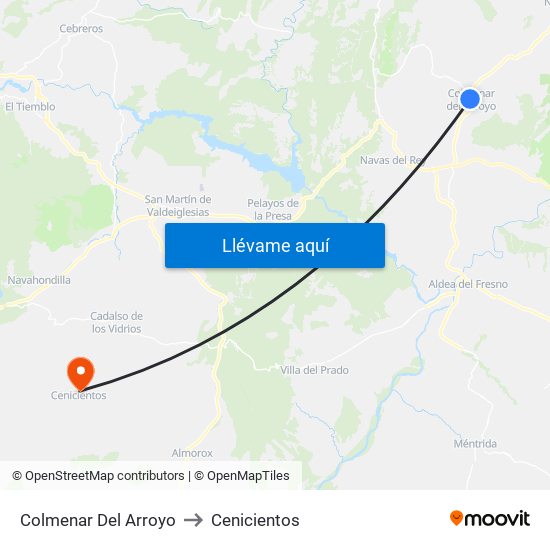 Colmenar Del Arroyo to Cenicientos map