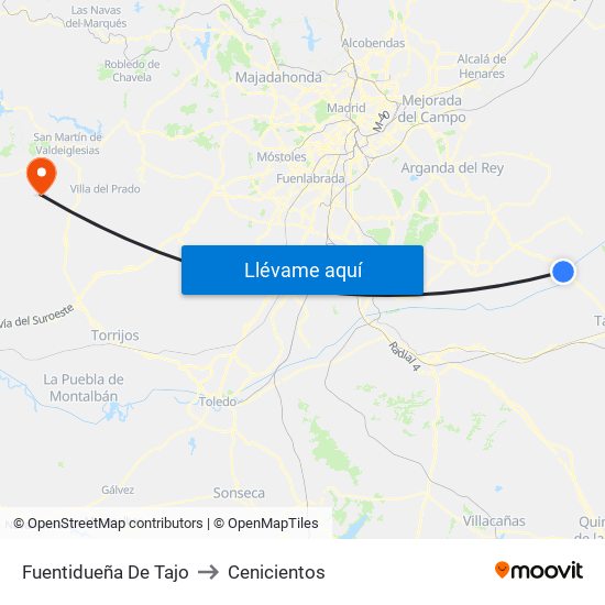 Fuentidueña De Tajo to Cenicientos map