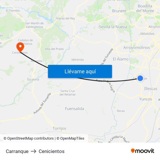 Carranque to Cenicientos map