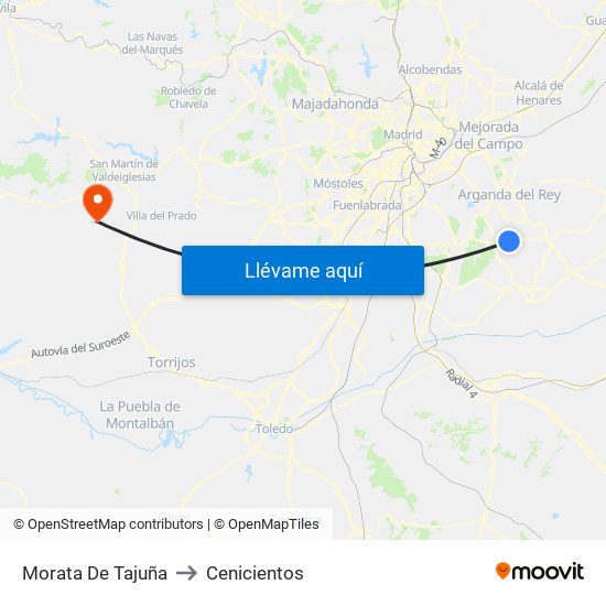 Morata De Tajuña to Cenicientos map