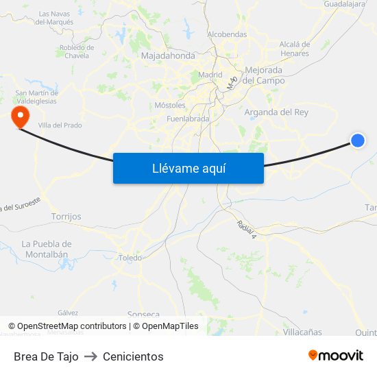 Brea De Tajo to Cenicientos map