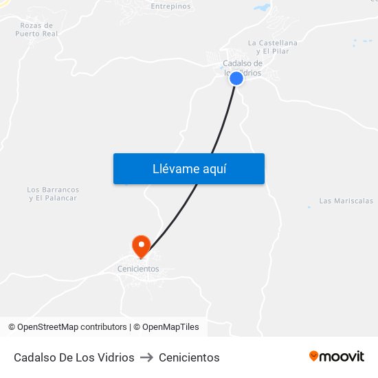 Cadalso De Los Vidrios to Cenicientos map