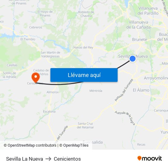 Sevilla La Nueva to Cenicientos map