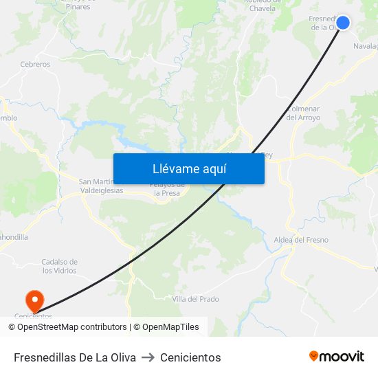 Fresnedillas De La Oliva to Cenicientos map