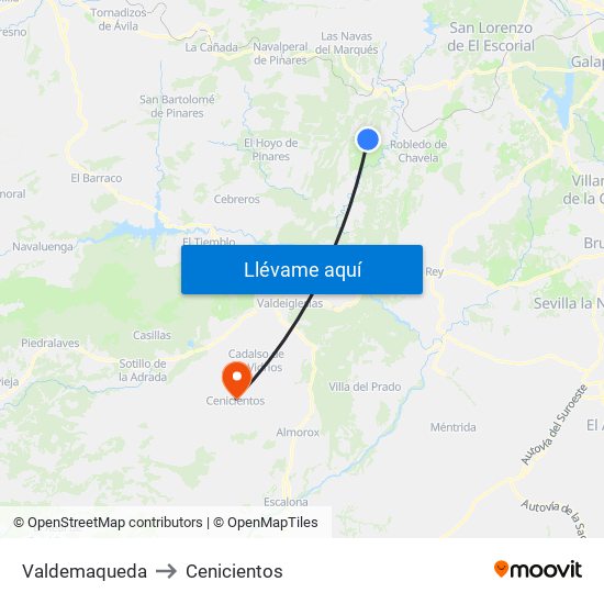 Valdemaqueda to Cenicientos map