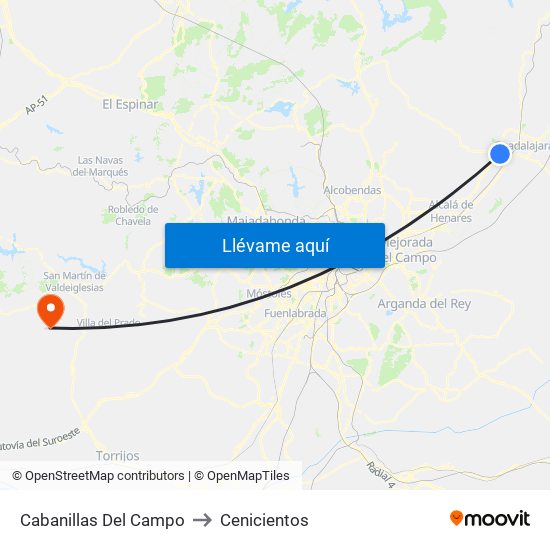 Cabanillas Del Campo to Cenicientos map