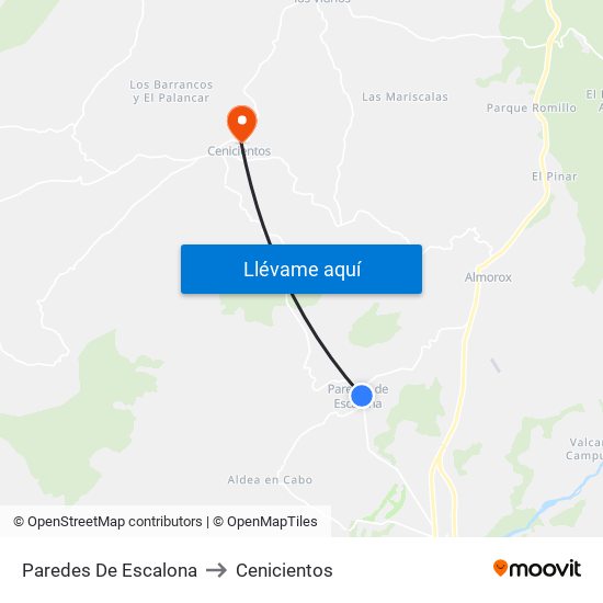 Paredes De Escalona to Cenicientos map