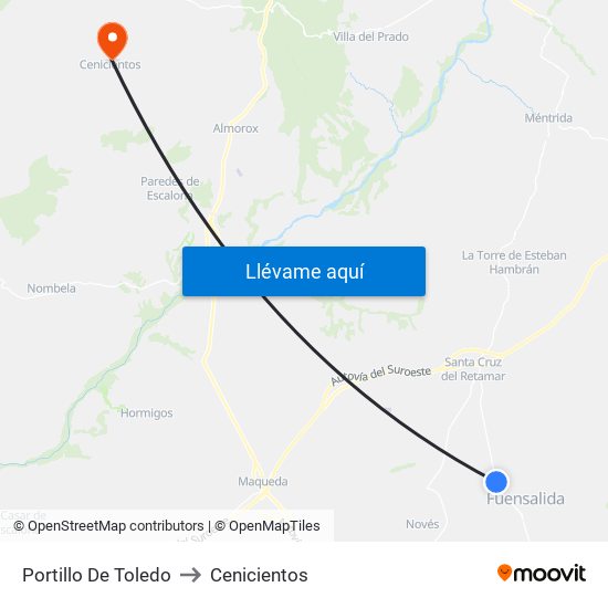 Portillo De Toledo to Cenicientos map