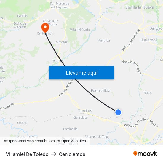 Villamiel De Toledo to Cenicientos map