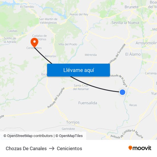 Chozas De Canales to Cenicientos map