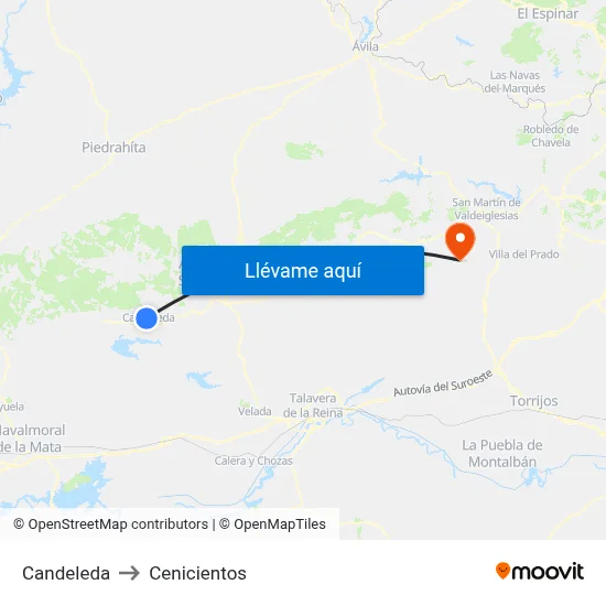 Candeleda to Cenicientos map